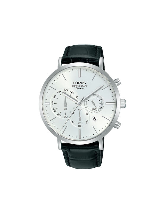 Lorus Watch Battery with Black Leather Strap