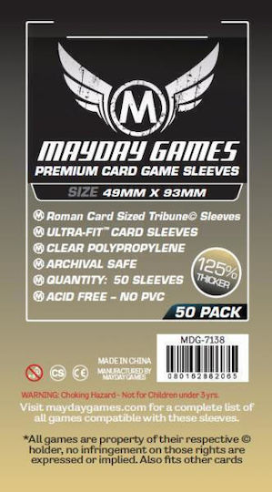 Mayday Games Ръкави За Карти Roman Sized Tribune 50 Бр Прозрачни