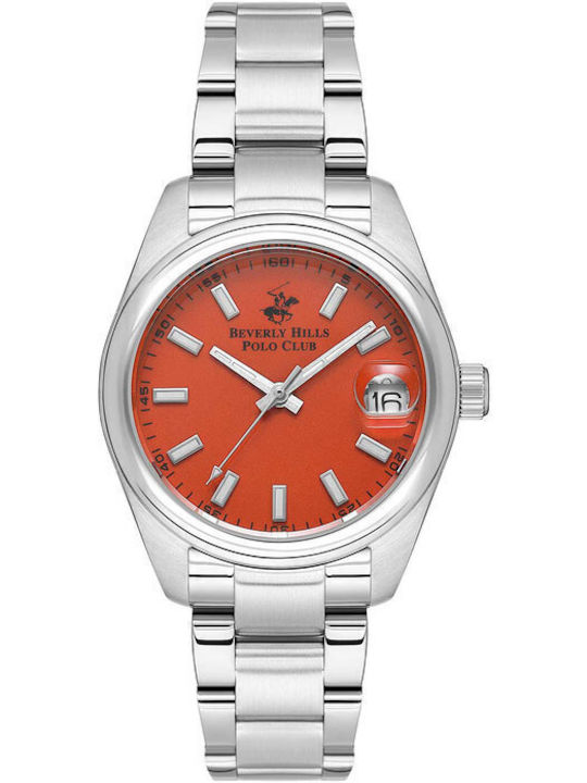 Beverly Hills Polo Club Men's Watch Battery with Silver Metal Bracelet