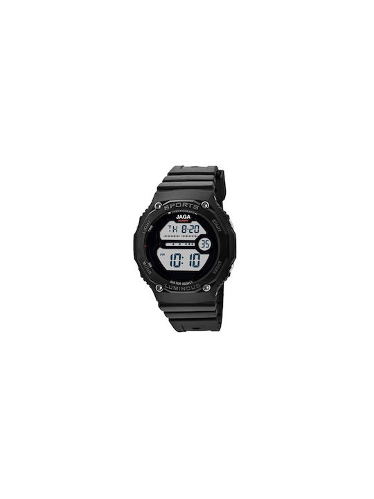 Jaga Digital Watch Battery with Black Rubber Strap
