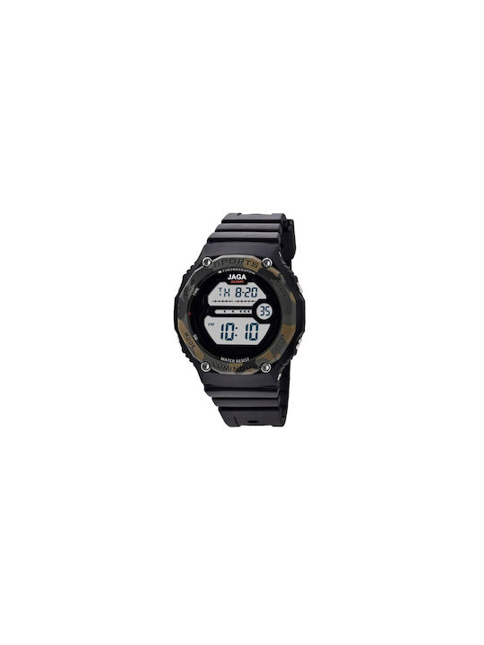 Jaga Digital Watch Battery with Black Rubber Strap