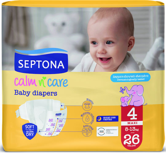 Septona Πάνες με Αυτοκόλλητο Calm & Care No. 4 για 8-13kg 26τμχ
