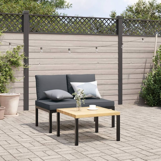vidaXL Garten- und Outdoor-Möbelsets Wohnzimmer Typsatz 2 Stück Schwarz mit Kissen