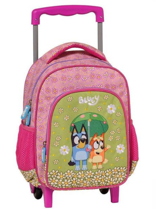 Graffiti Green Bluey School Bag Trolley Kindergarten in Pink color