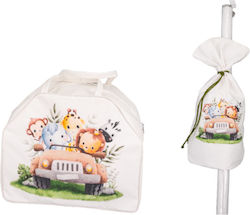 Makwedding Candle Decoration Baptism Bag White and Fabric Printed for Candle Jungle Animals