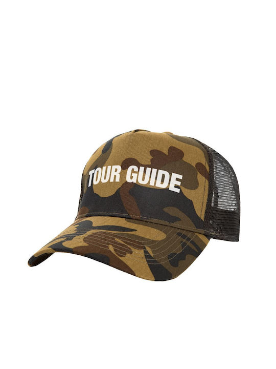 Tour Guide Καπέλο Ενηλίκων Structured Trucker Δίχτυ Παραλλαγή Army 100% Βαμβακερο Ενηλικων Unisex One Size