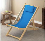Scaun pliabil de plajă din lemn cu șezlong și suport pentru cap, albastru, Aria Trade