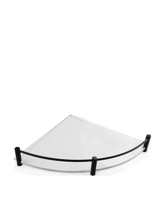 Karag Corner Wall Mounted Bathroom Shelf Glass 20x20x4cm Black