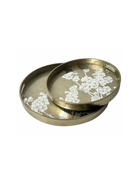 Artekko Plastic Round Decorative Tray with Mirror 45x45x4cm 2pcs