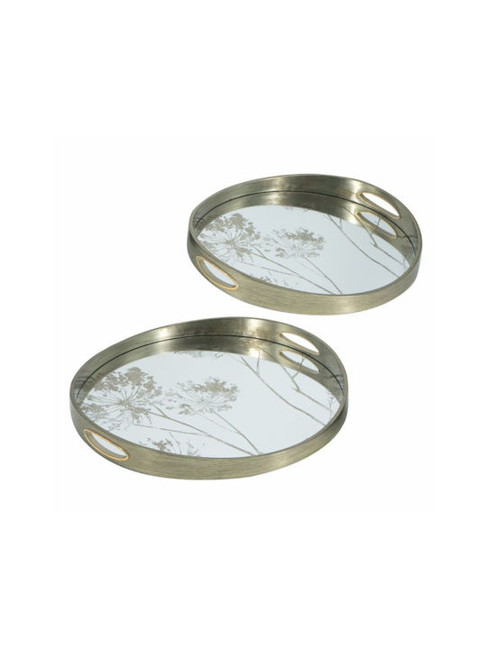 Artekko Plastic Round Decorative Tray with Mirror 45x45x4.7cm 2pcs