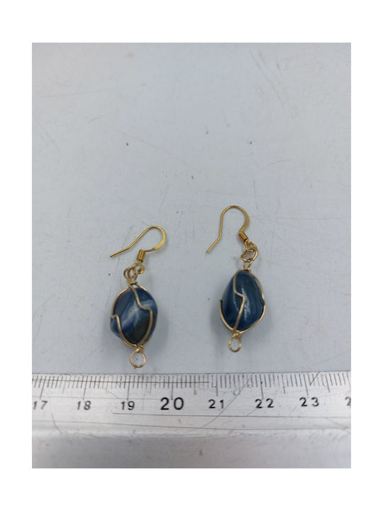 Gold Plated Blue Agate Earrings