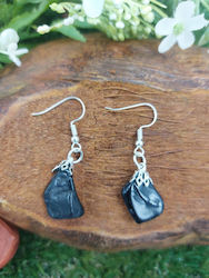 Polished Black Tourmaline Earrings
