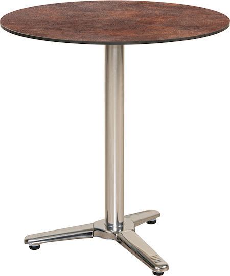 Outdoor Dinner Free Standing Table with Wood Surface and Metal Frame Rust 70x70x75cm