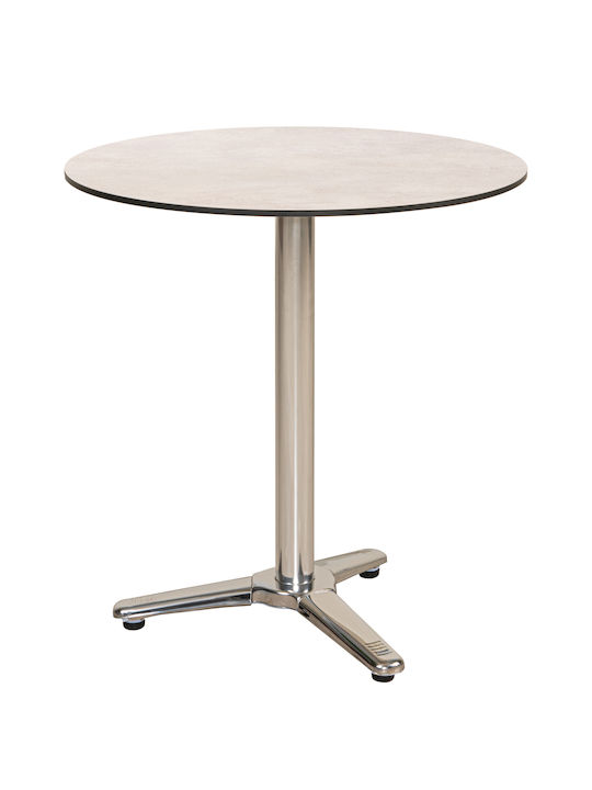 Outdoor Dinner Free Standing Table with Wood Surface and Metal Frame Beige 70x70x75cm
