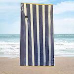 Pierre Cardin Cotton Beach Towel 620gsm 90x170 Striped Blue Beige White Design A