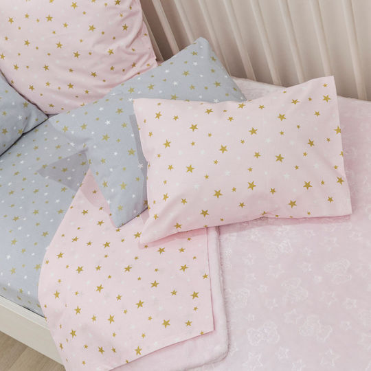 Borea Stardust Set Baby Bettlaken Für Wiege Baumwolle Himmelblau Hellblau 70x120cm 2Stück