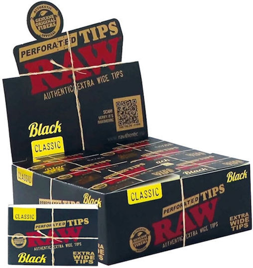 Hartie pentru tigari Raw Tips Black Extra Wide neprelucrata 40 foi 36 pachete