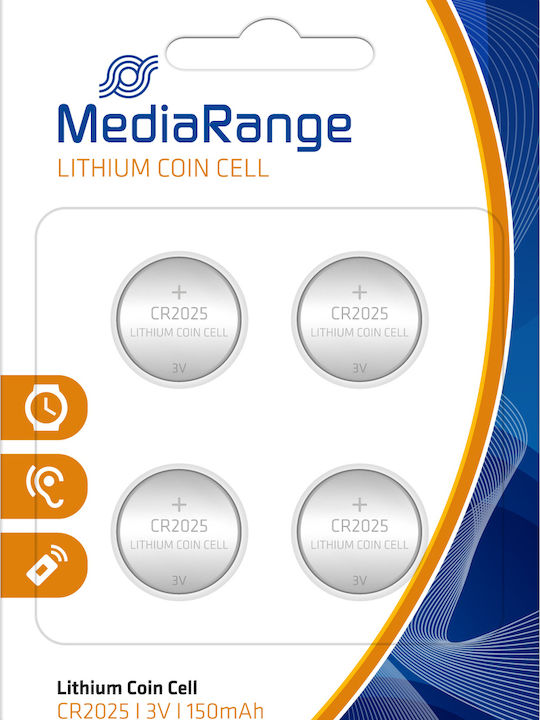 MediaRange Μπαταρίες Λιθίου Ρολογιών CR2025 3V 4τμχ