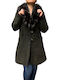 MARKOS LEATHER Women's Mouton Coat with Buttons and Fur Gray