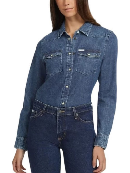 Women's Denim Long Sleeve Shirt Blue