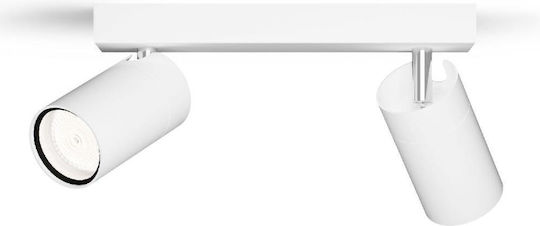 Philips Idris Διπλό Σποτ με Ντουί GU10 σε Λευκό Χρώμα