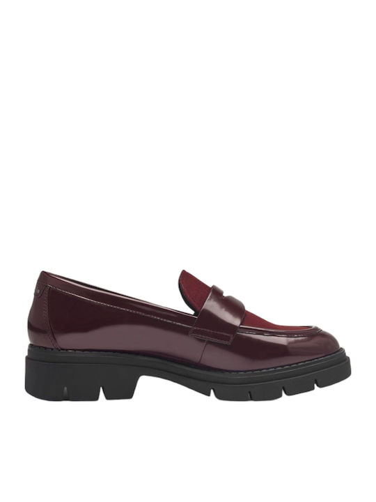 Lackleder Damen Loafers in Burgundisch Farbe