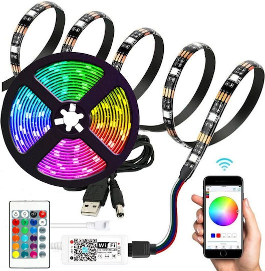 LED Лента Телевизия С USB порт 5V RGB Светлина 2.5м Тип SMD5050 с Захранване & WiFi Контролер