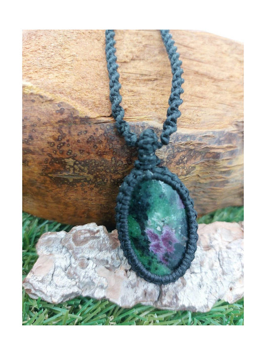 Macrame Necklace with Ruby Zoisite