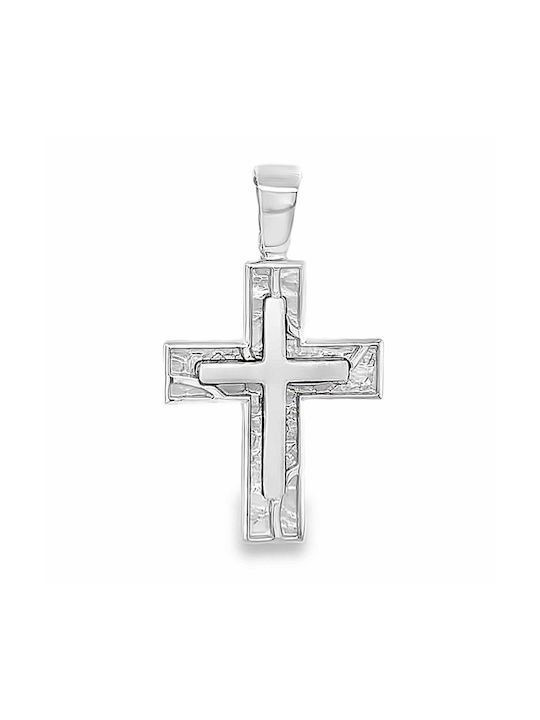 Xryseio Men's White Gold Cross 9K