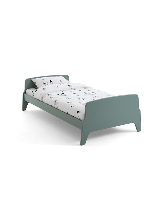 Adil Pat pentru Copii Clasic Single Verde pentru Saltea 90x190cm