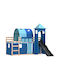 Kids Bed Loft Bed Single Blue for Mattress 80x200cm