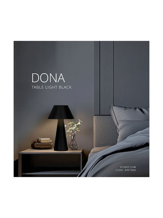Viokef Dona Metal Table Lamp for Socket E27 with Black Shade and Base