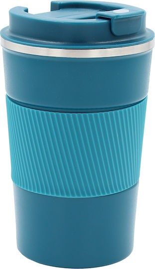 Keskor Glass Thermos Stainless Steel 380ml Petrol with Handle