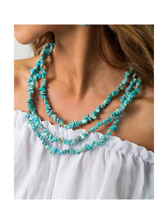 Triple Necklace Chips Turquoise Turquoise