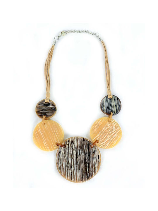 Necklace Bone Beads Brown Brown