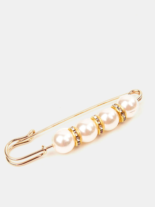 Καρφίτσα Πέρλες & Strass Λευκό Λευκό