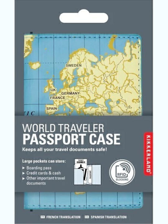 Kikkerland Jet Set Passport Case Map Light Blue...