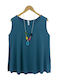 Women's Sleeveless Blouse Plus-sized Monochrome Necklace 45458