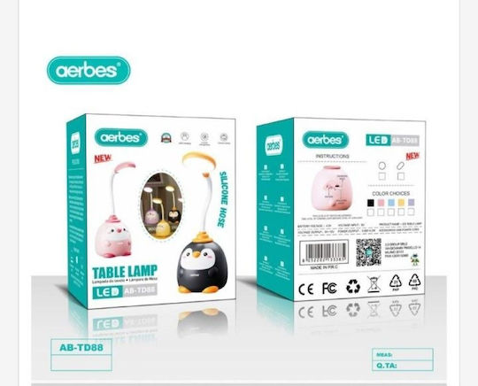 Aerbes LED Kinder Schreibtischlampe Pinguin Lila 11x9cm