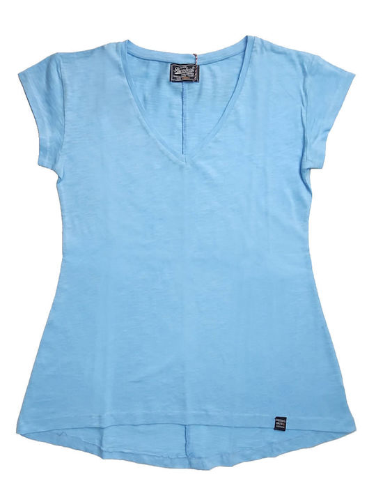 Paco & Co Damen T-shirt mit V-Ausschnitt Blau