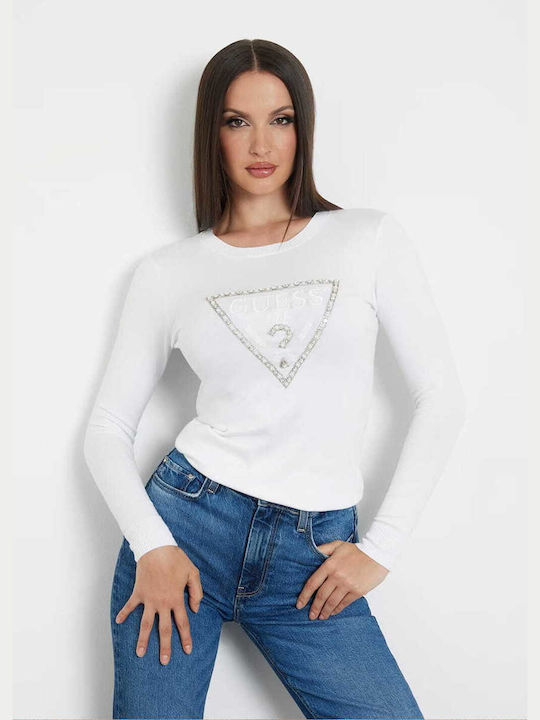 Guess Damen Langarm Pullover Weiß