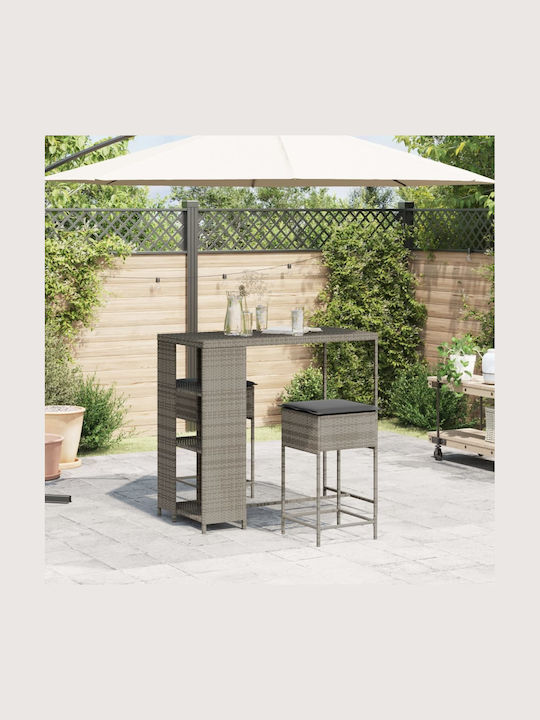 Set Bar Exterior 3 Piese Gri Cu Perne