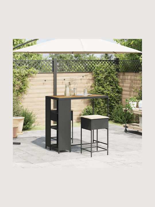 Set Bar Exterior 3 Piese Negru Cu Perne