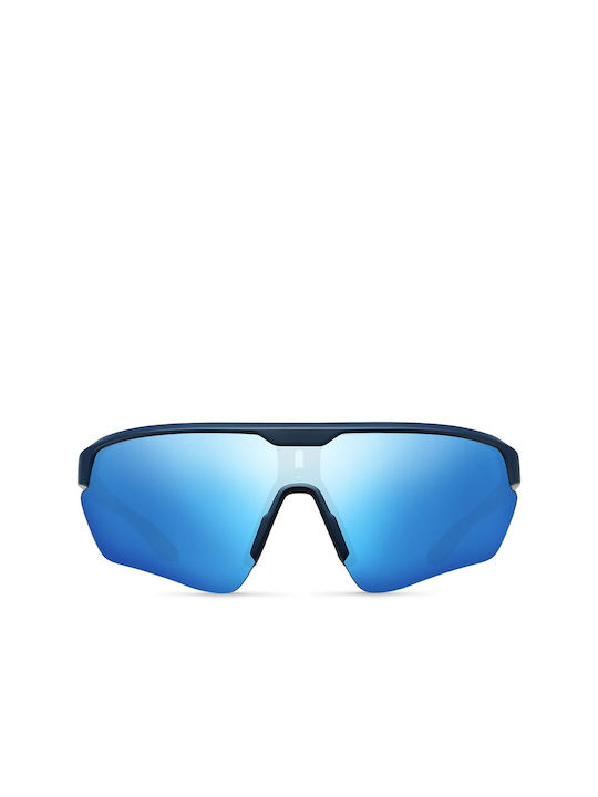 Meller Sonnenbrillen mit Gray Rahmen und Blau Polarisiert Spiegel Linse LL-NAVYBLUE
