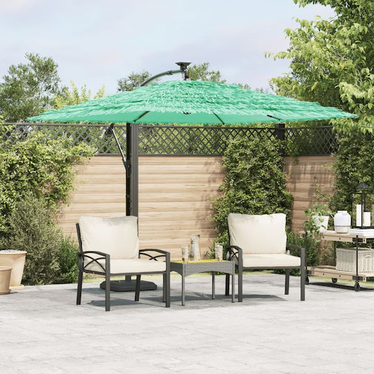 Hängender Quadratischer Holz-Garten- und Terrassen-Sonnenschirm Grün 2,46x2,46xHöhe 2,3 m