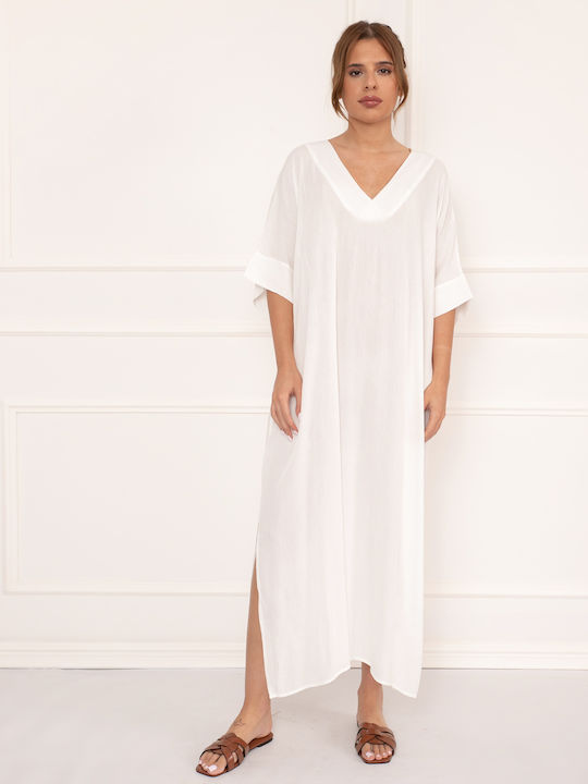 Maxi Short-Sleeve White Dress