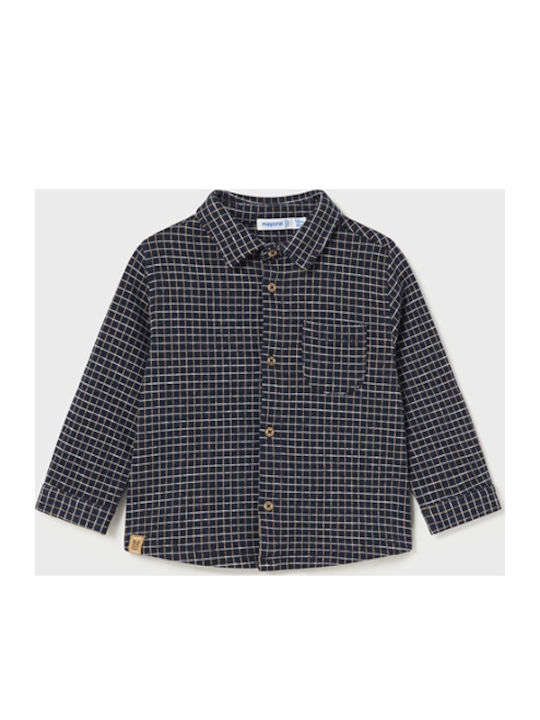 Kids Checked Shirt Long Sleeve Navy blue