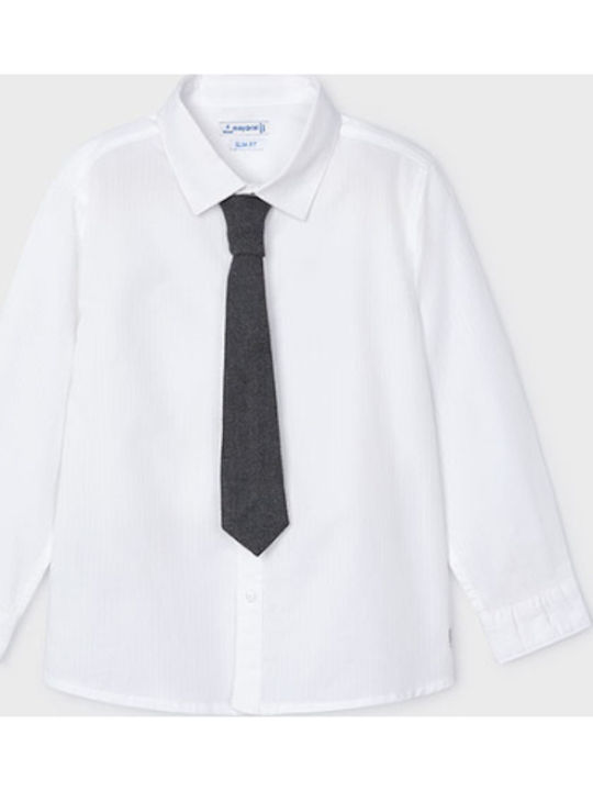 Kids One Color Long-Sleeved White Shirt