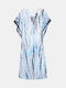 Women's Blue Print Kaftan Dress