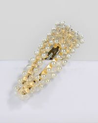 Hair Clip Pearls & Beads White White